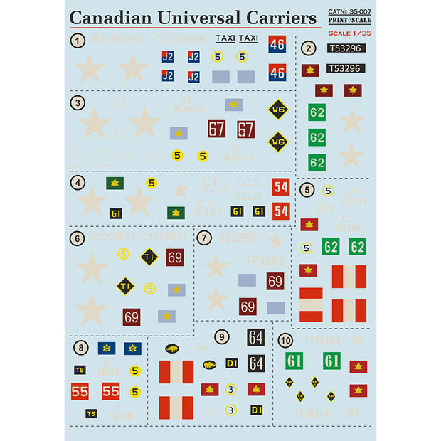 Print Scale 35-007 Decal Canadian Universal Carriers Scale 1:35 for Tank Plastic model kit
