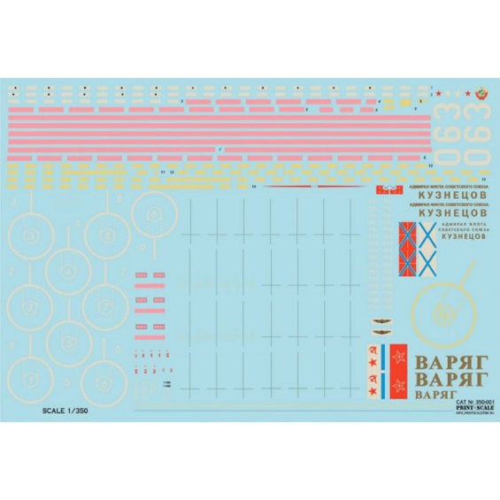 Print Scale 350-001 Decal 350:001 Russian aircraft carrier Admiral Kuznetsov and Soviet Varyag aircraft carrier