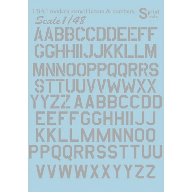 Print Scale 48-004 Decal 1:48 USAF modern stencil letters and numbers. Grey. The complete set 1.5 leaf