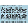Print Scale 48-005 Decal 1:48 USAF modern stencil letters and numbers. Black. The complete set 1.5 leaf