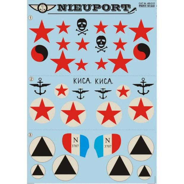 Print Scale 48-010 Decal Nieuport Part 1 Scale 1:48 for Aircraft Plastic model kit