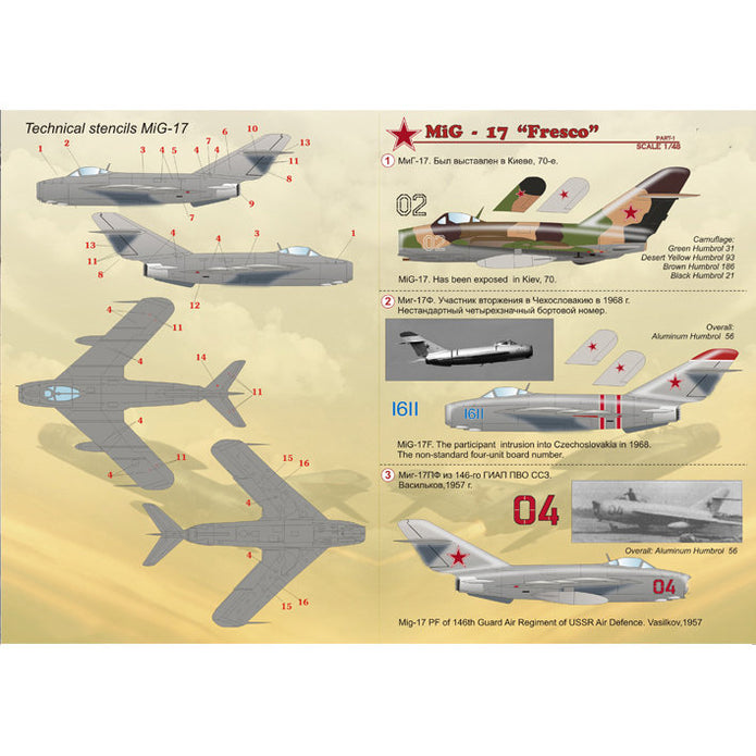 Print Scale 48-013 Decal Mig-17 Fresco Part 1 Scale 1:48 for Aircraft Plastic model kit
