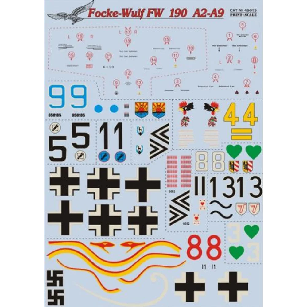 Print Scale 48-015 Decal Focke-Wulf FW 190 A2-A9 Scale 1:48 for Aircraft Plastic model kit