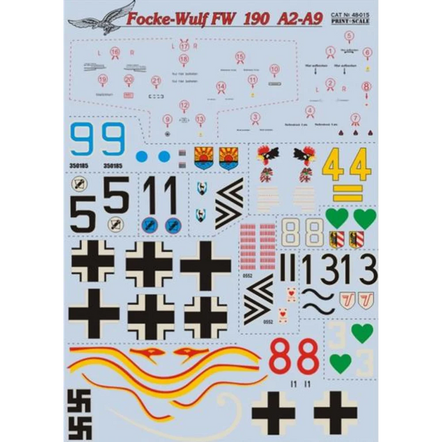 Print Scale 48-015 Decal Focke-Wulf FW 190 A2-A9 Scale 1:48 for Aircraft Plastic model kit