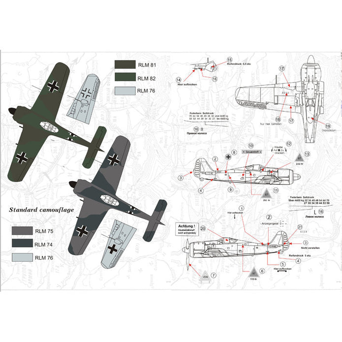 Print Scale 48-015 Decal Focke-Wulf FW 190 A2-A9 Scale 1:48 for Aircraft Plastic model kit