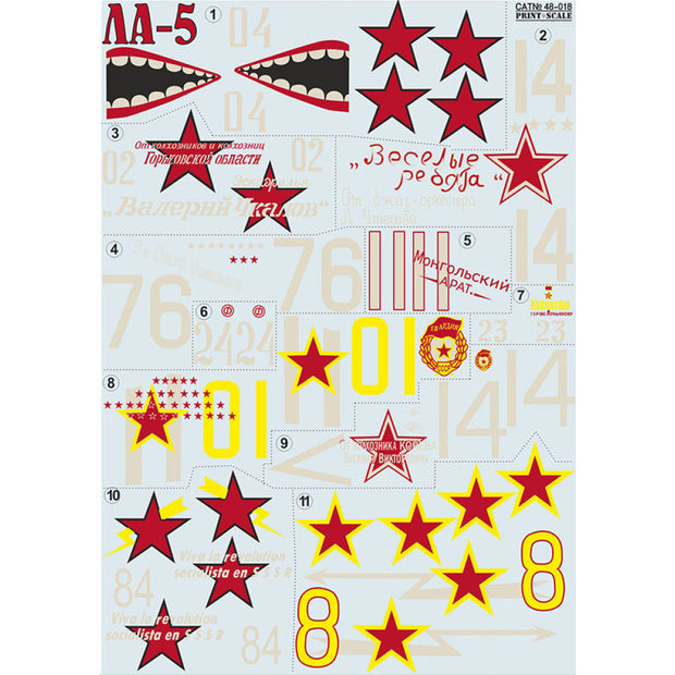 Print Scale 48-018 Decal La-5 Part 1 Scale 1:48 for Aircraft Plastic model kit