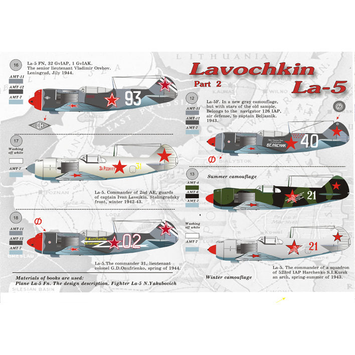Print Scale 48-019 Decal La-5 Part 2 Scale 1:48 for Aircraft Plastic model kit