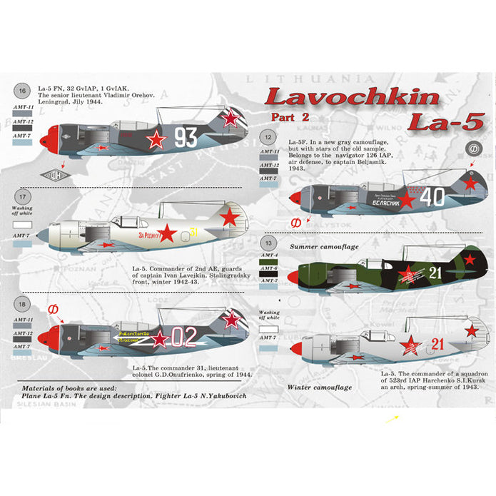 Print Scale 48-019 Decal La-5 Part 2 Scale 1:48 for Aircraft Plastic model kit