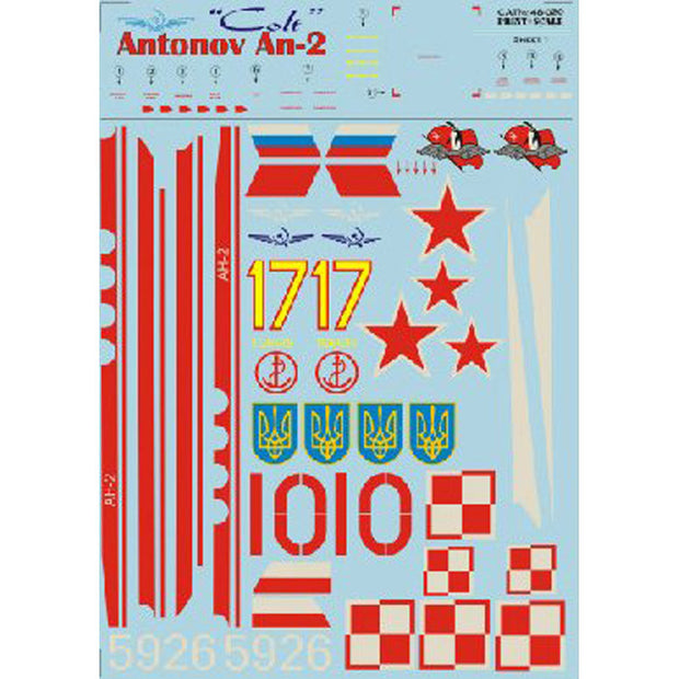 Print Scale 48-020 Decal 1:48 Antonov An-2 Two sheets, the general complete set