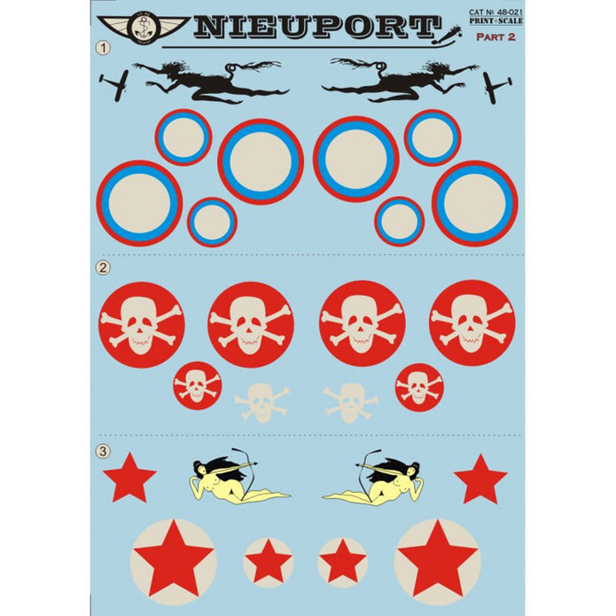 Print Scale 48-021 Decal Nieuport Part 2 Scale 1:48 for Aircraft Plastic model kit