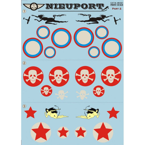 Print Scale 48-021 Decal Nieuport Part 2 Scale 1:48 for Aircraft Plastic model kit