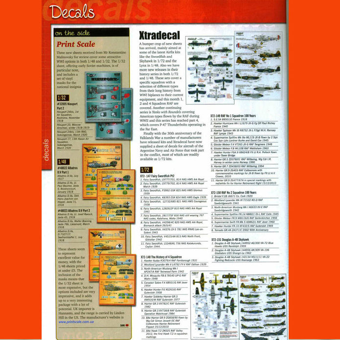 Print Scale 48-022 Decal Albatros D.V. Part 1 Scale 1:48 for Aircraft Plastic model kit
