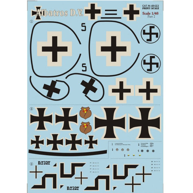 Print Scale 48-023 Decal Albatros D.V. Part 2 Scale 1:48 for Aircraft Plastic model kit