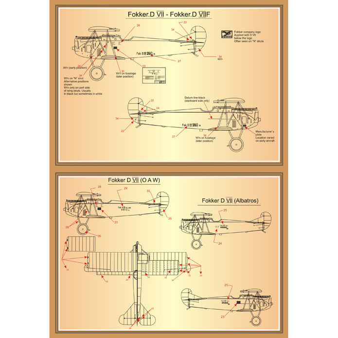 Print Scale 48-026 Decal Fokker D VII Part 2 The complete set 3 leaf Scale 1:48 for Aircraft Plastic model kit