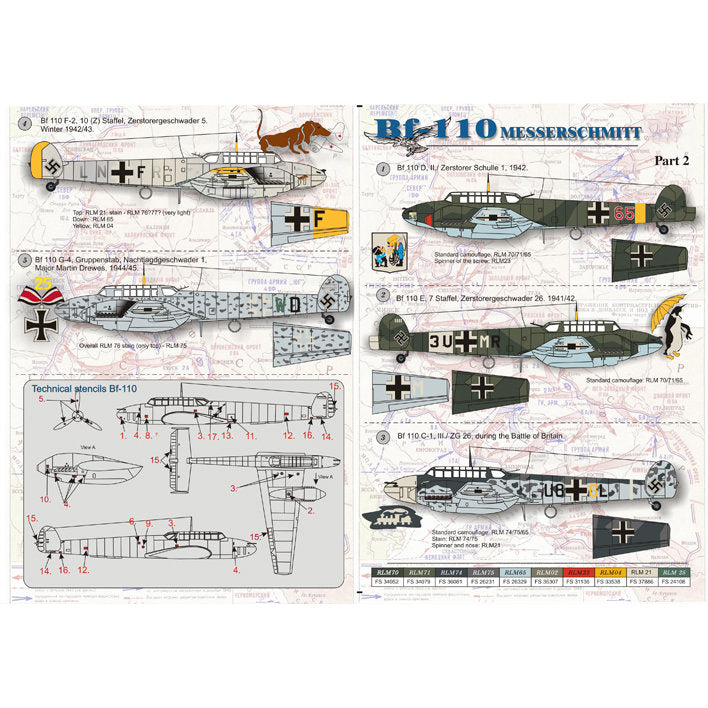 Print Scale 48-028 Decal Messershmit Me-110 Part 2 Scale 1:48 for Aircraft Plastic model kit