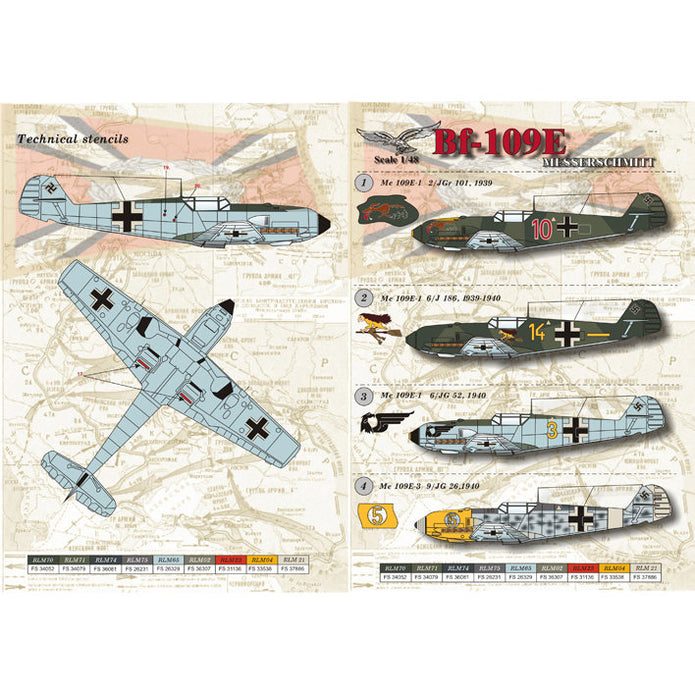 Print Scale 48-029 Decal 1:48 Messershmit Me-109 E Part 1 for Aircraft Plastic model kit