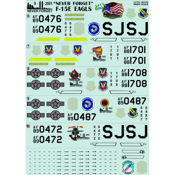 Print Scale 48-030 Decal F-15E EAGLES Part 1 Scale 1:48 for Aircraft Plastic model kit
