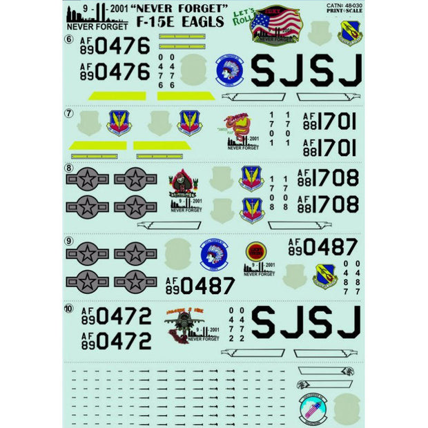 Print Scale 48-030 Decal F-15E EAGLES Part 1 Scale 1:48 for Aircraft Plastic model kit
