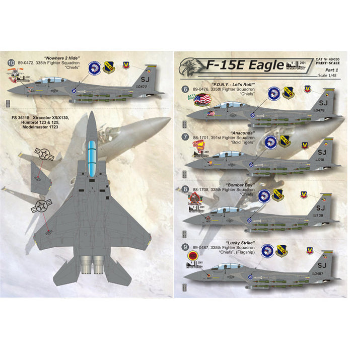 Print Scale 48-030 Decal F-15E EAGLES Part 1 Scale 1:48 for Aircraft Plastic model kit