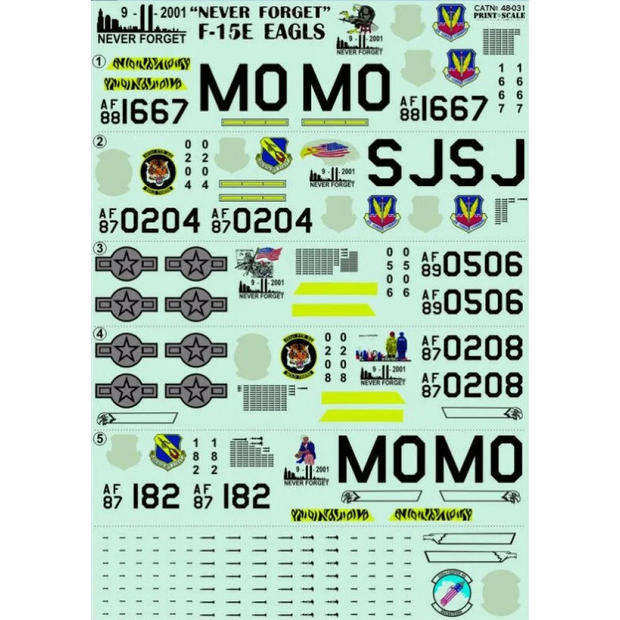 Print Scale 48-031 Decal F-15E EAGLES Part 2 Scale 1:48 for Aircraft Plastic model kit