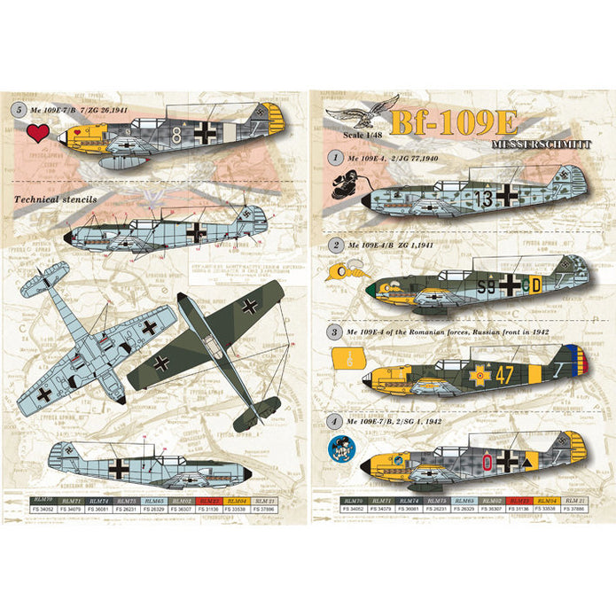 Print Scale 48-033 Decal 1:48 Messershmit Me-109 E Part 2 for Aircraft Plastic model kit