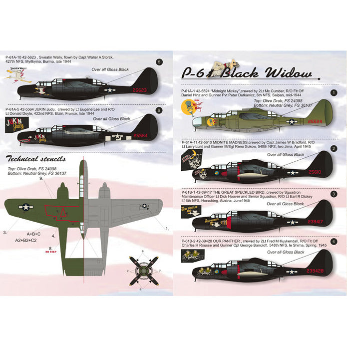 Print Scale 48-035 Decal P-61 Black Widow Part 2 Scale 1:48 for Aircraft Plastic model kit