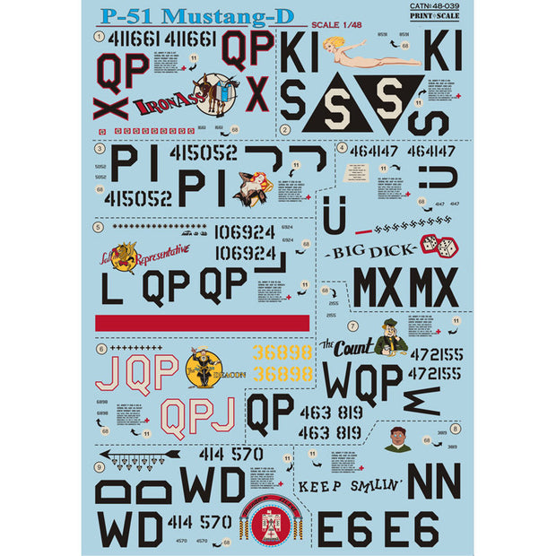 Print Scale 48-039 Decal P-51 Mustang-D The complete set 2 leaf Scale 1:48 for Aircraft Plastic model kit