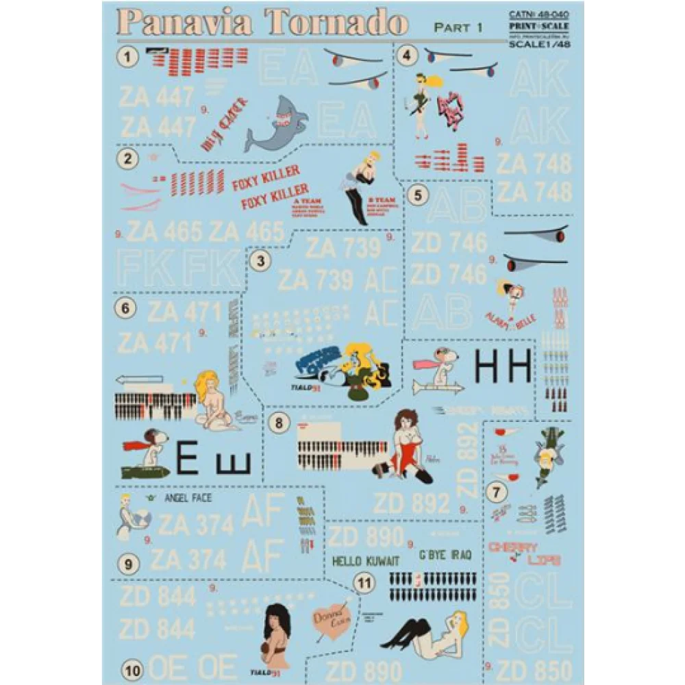 Print Scale 48-040 Decal Panavia Tornado Part 1 The complete set 2.5 leaf Scale 1:48 for Aircraft Plastic model kit