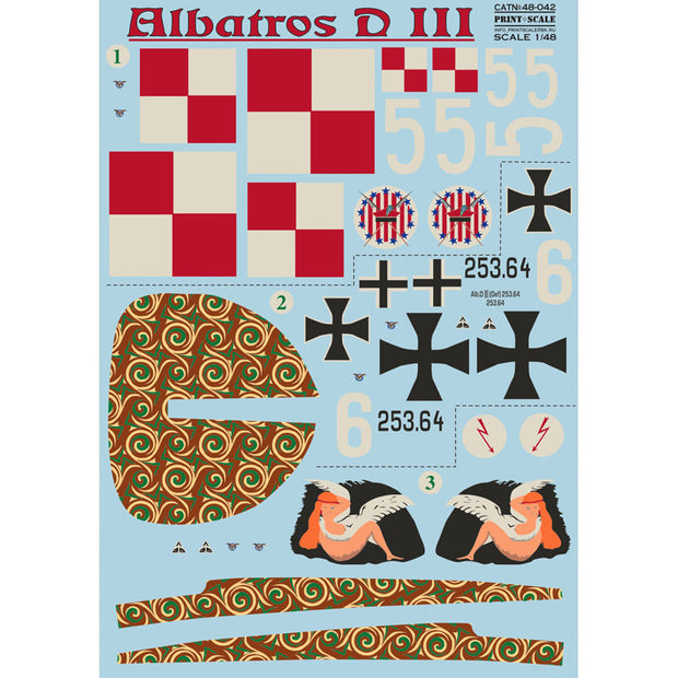 Print Scale 48-042 Decal Albatros D.III The complete set 2 leaf Scale 1:48 for Aircraft Plastic model kit