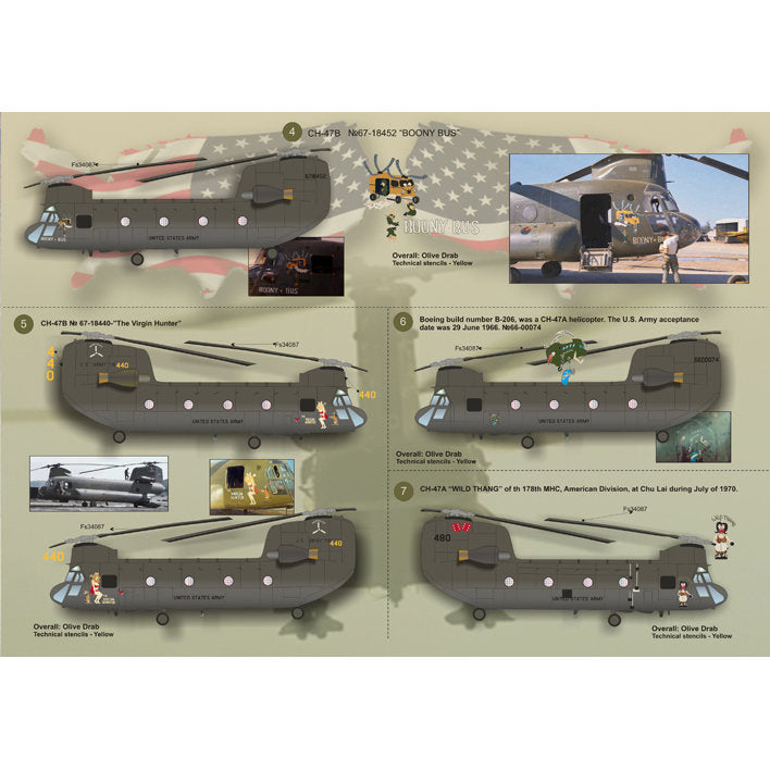 Print Scale 48-043 Decal CH-47 Chinook Part 1 Scale 1:48 for Helicopter Plastic model kit