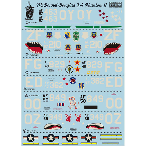 Print Scale 48-045 Decal McDonnel Douglas F-4 Phantom II in Viet Nam Scale 1:48 for Aircraft Plastic model kit