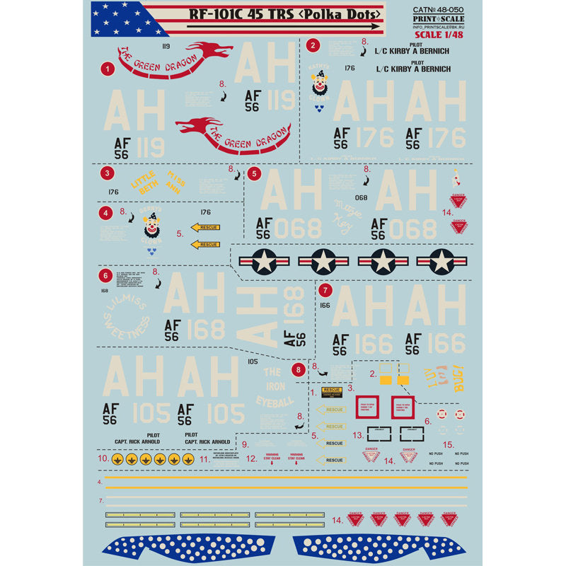 Print Scale 48-050 Decal RF-101C Voodoo Scale 1:48 for Aircraft Plastic model kit
