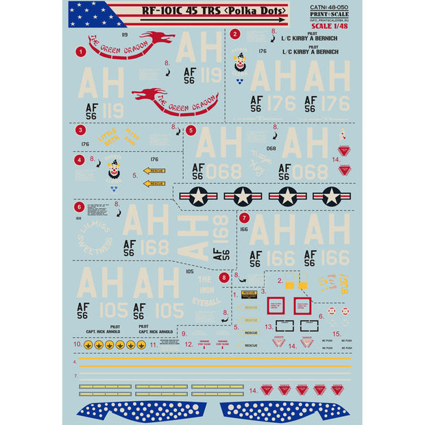 Print Scale 48-050 Decal RF-101C Voodoo Scale 1:48 for Aircraft Plastic model kit