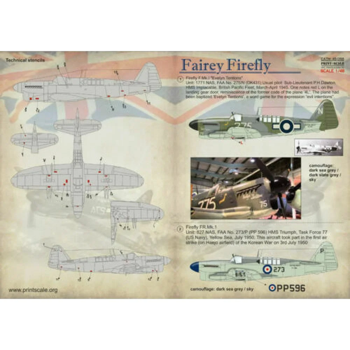 Print Scale 48-058 Decal Fairey Firefly Scale 1:48 for Aircraft Plastic model kit