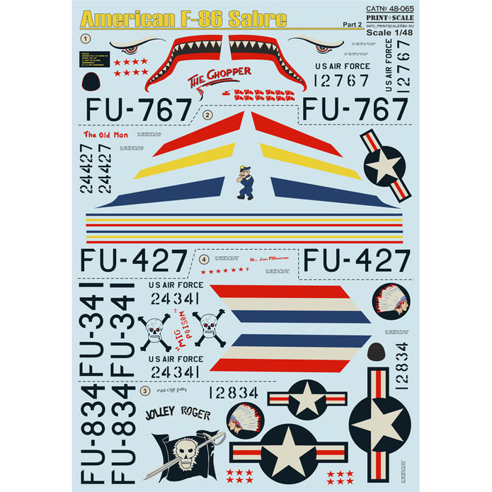 Print Scale 48-065 Decal F-86 Sabre Mig Killer Part 2 Scale 1:48 for Aircraft Plastic model kit