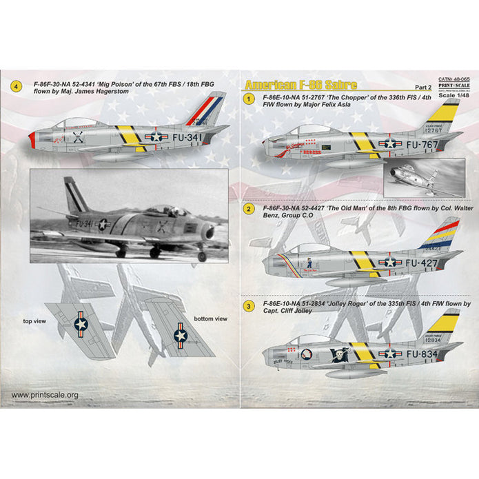 Print Scale 48-065 Decal F-86 Sabre Mig Killer Part 2 Scale 1:48 for Aircraft Plastic model kit