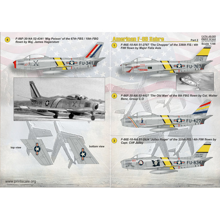 Print Scale 48-065 Decal F-86 Sabre Mig Killer Part 2 Scale 1:48 for Aircraft Plastic model kit