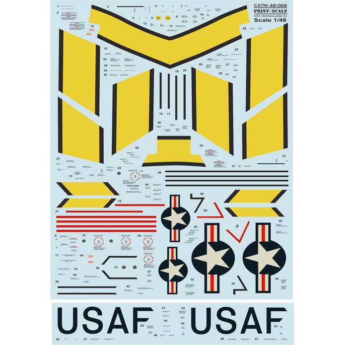 Print Scale 48-066 Decal F-86E Sabre Technical stencils Scale 1:48 for Aircraft Plastic model kit