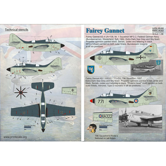 Print Scale 48-069 Decal Fairey Gannet Scale 1:48 for Aircraft Plastic model kit