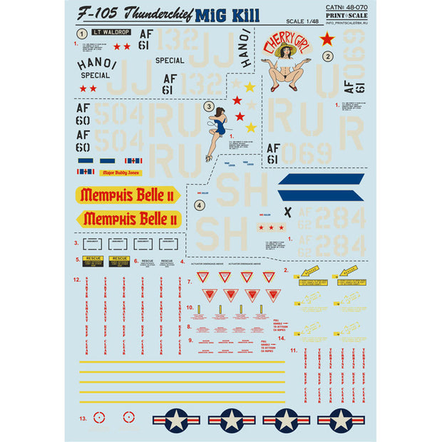 Print Scale 48-070 Decal 1:48 F-105 Thunderchief MiG claim for Aircraft Plastic model kit