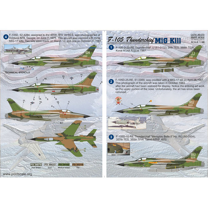 Print Scale 48-070 Decal 1:48 F-105 Thunderchief MiG Kill for Aircraft Plastic model kit