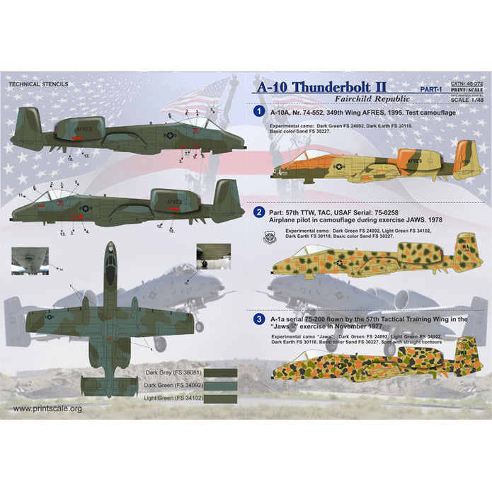 Print Scale 48-072 Decal A-10 Thunderbolt II Part 1 Scale 1:48 for Aircraft Plastic model kit