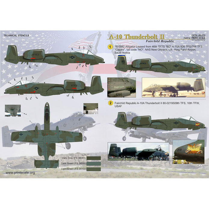 Print Scale 48-073 Decal A-10 Thunderbolt II Part 2 Scale 1:48 for Aircraft Plastic model kit