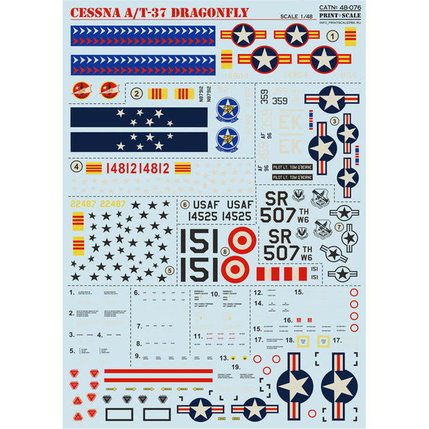 Print Scale 48-076 Decal Cessna A-37 Dragonfly Scale 1:48 for Aircraft Plastic model kit
