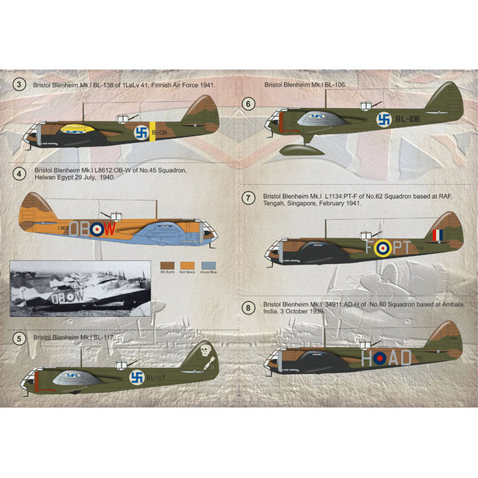 Print Scale 48-081 Decal Bristol Blenheim. The complete set 2 leaf Scale 1:48 for Aircraft Plastic model kit