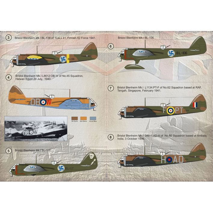 Print Scale 48-081 Decal Bristol Blenheim. The complete set 2 leaf Scale 1:48 for Aircraft Plastic model kit
