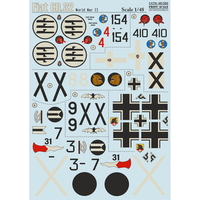 Print Scale 48-082 Decal Fiat CR.32 Scale 1:48 for Aircraft Plastic model kit