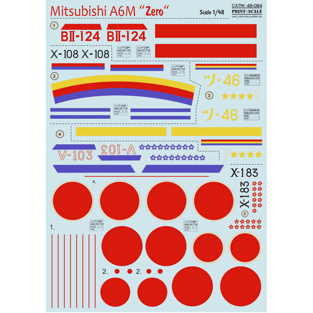 Print Scale 48-084 Decal Mitsubishi A6M Zero Scale 1:48 for Aircraft Plastic model kit