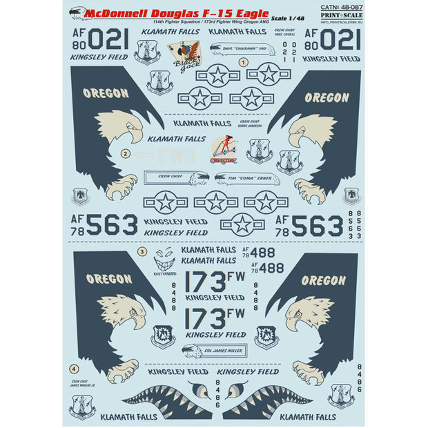 Print Scale 48-087 Decal McDonnell Douglas F-15 Eagle Scale 1:48 for Aircraft Plastic model kit