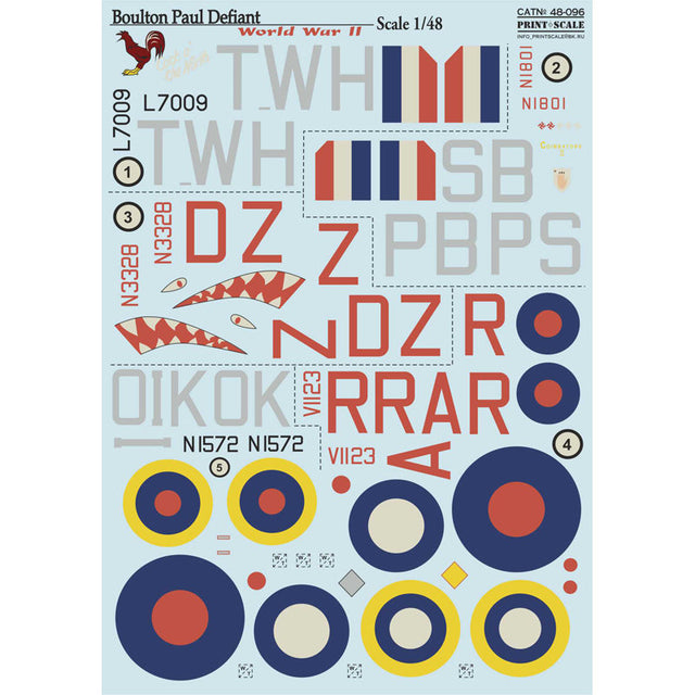 Print Scale 48-096 Decal Boulton Paul Defiant Scale 1:48 for Aircraft Plastic model kit